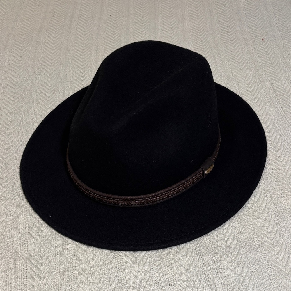 Scala Black Wool Fedora with Brown Band